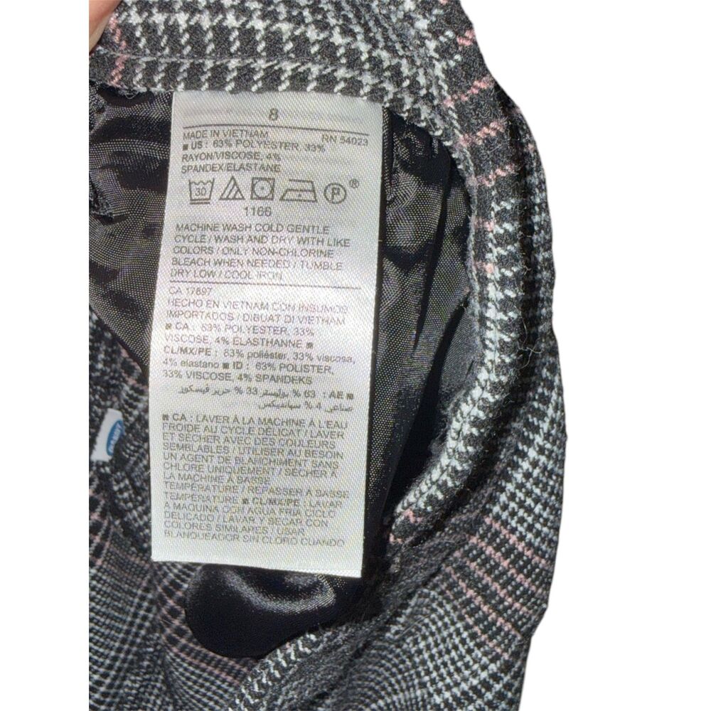 Old Navy Glen Plaid Trousers Sz 8 — Black Pink Houndstooth Workwear - Picture 3 of 8